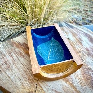 🌿Bamboo & leaf desk bowl handmade
